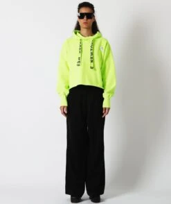 Hoodie Crop Bloomer Neon Yellow "BLEED
