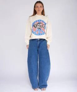 PEACE" Natural Crop Sweatshirt