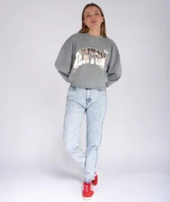 Sweatshirt Crop Porter Grey "TONE SS25 -Newtone Brand newtone brand ss25 12