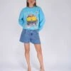 CONTROL" Pool Blue Sweatshirt Crop Porter