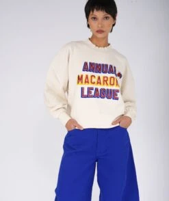 MACARONI" Natural Crop Sweatshirt -Newtone Brand newtone brand ss25 279