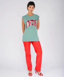 TONE" Light Green Biker Tee Shirt -Newtone Brand newtone brand ss25 biker lightgreen tone 3