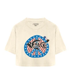 PEACE" Natural Crop Crooper Tee Shirt