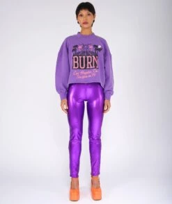 SEE YOU" Crop Wear Purple Sweatshirt