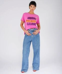 MACARONI" Starlight Fuschia Tee Shirt -Newtone Brand newtone brand ss25 starlight fuschia macaroni