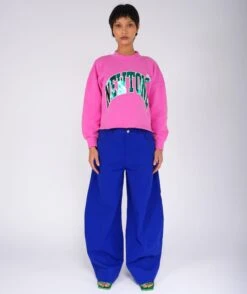 TONE SS25 Fuchsia Crop-wear Sweatshirt
