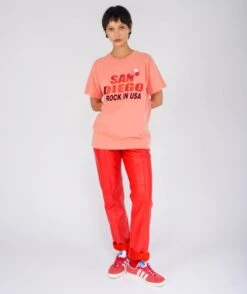 CITY SS25" Coral Trucker Tee Shirt -Newtone Brand newtone brand ss25 trucker corail city 3