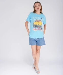 CONTROL" Pool Blue Trucker Tee Shirt -Newtone Brand newtone brand ss25 trucker poolblue control 3