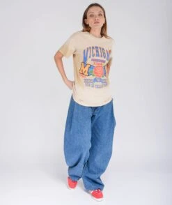 ROSE" Vintage Natural Trucker Tee Shirt -Newtone Brand newtone brand ss25 trucker rose vintage natural