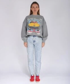 CONTROL" Grey Crop Porter Sweatshirt